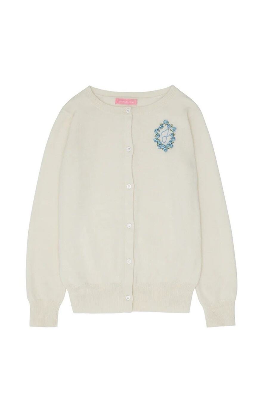 Jefferson Lane Cashmere Cream Embroidered “c” Cardigan Small